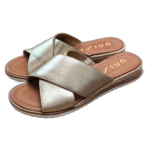 Unisa Jassa Espadrille Slide Sandals Gold Crisscross Slide On Espadrille Sandals